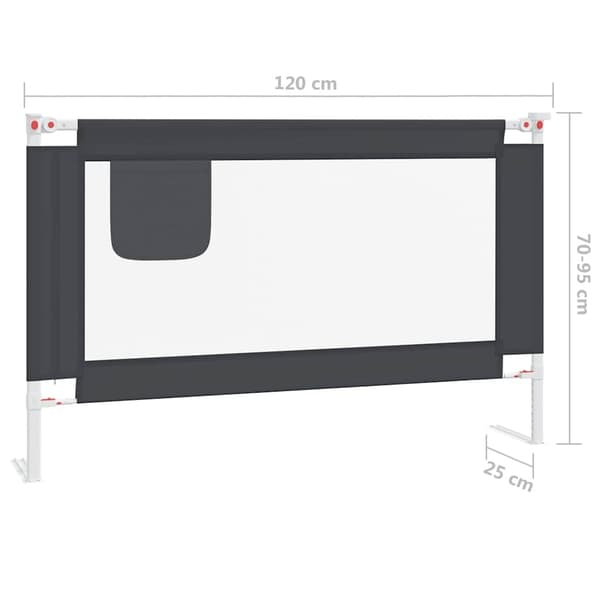 vidaXL Sängskena för barn mörkgrå 120x25 cm tyg grå