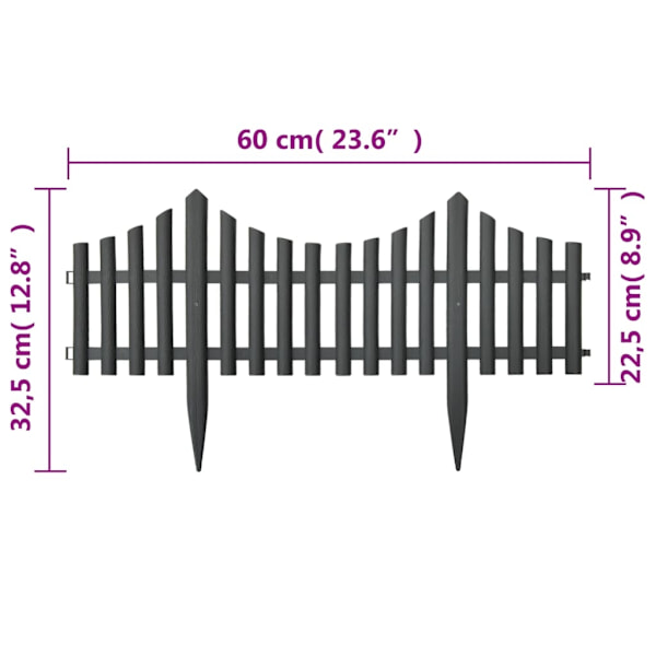 vidaXL Rabattkant 17 delar antracit 10 mm PP Antracit
