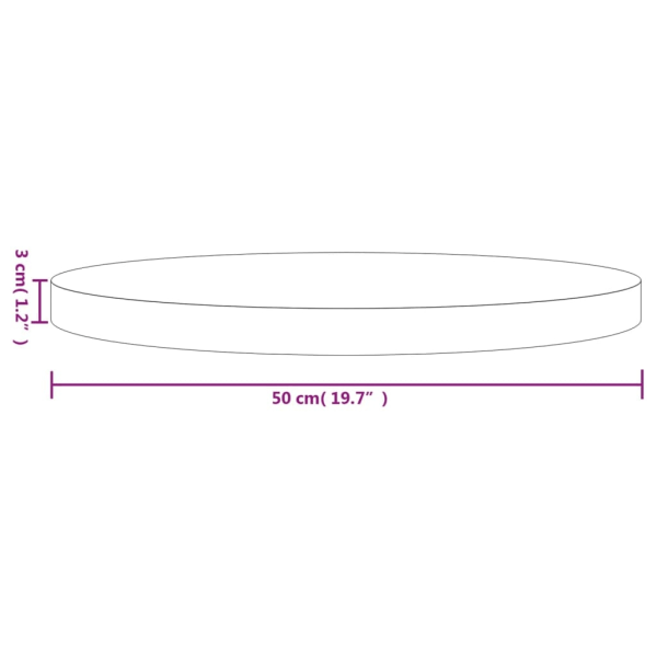 vidaXL Bordsskiva rund Ø50x3 cm massiv furu Brun