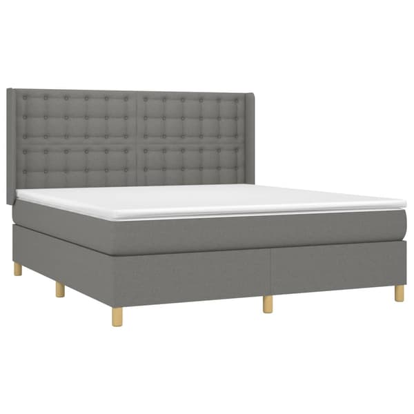 vidaXL Ramsäng med madrass mörkgrå 180x200 cm tyg Grå