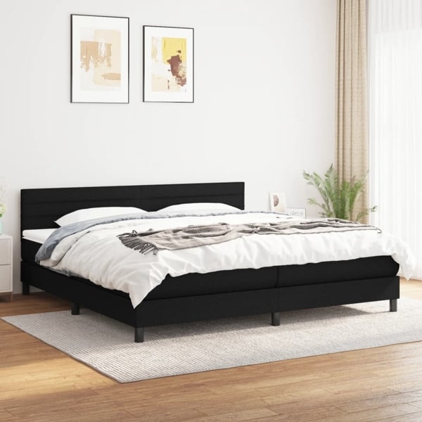 vidaXL Ramsäng med madrass svart 200x200 cm tyg Svart