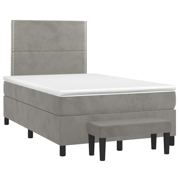 vidaXL Ramsäng med madrass ljusgrå 120x190 cm sammet Grå