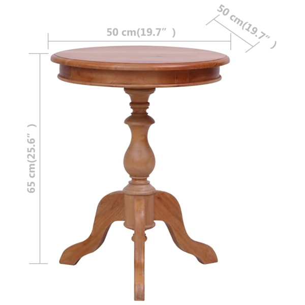 vidaXL Sidobord naturlig 50x50x65 cm massiv mahogny Brun