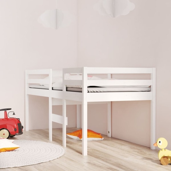 vidaXL Hög säng Vit 80x200 cm massiv furu Vit