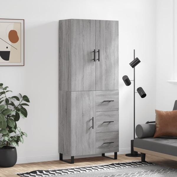 vidaXL Högskåp Grå Sonoma 69,5x34x180 cm konstruerat trä Grå