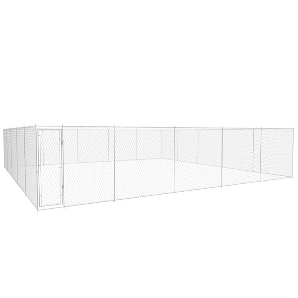 vidaXL Hundgård för utomhusbruk galvaniserat stål 950x950x185 cm Silver