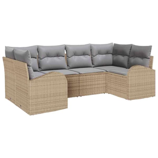 vidaXL Trädgårdsoffset 6 st Beige [Syntetisk]: Poly Rattan Beige