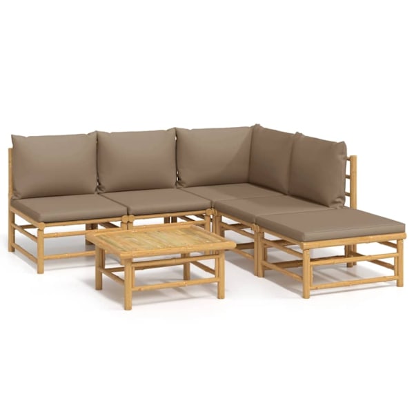 vidaXL Loungegrupp 6 delar taupe dynor bambu Brun
