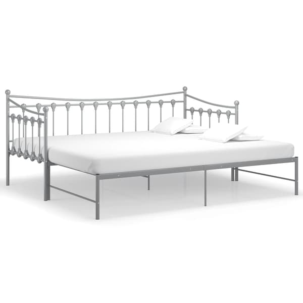 vidaXL Utdragbar sängram bäddsoffa grå metall 90x200 cm grå