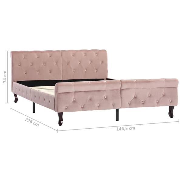 vidaXL Sängram rosa sammet 140x200 cm Rosa