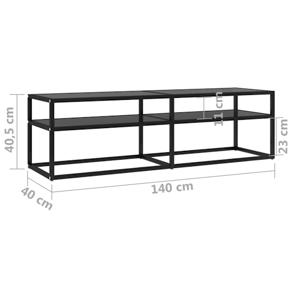 vidaXL Tv-bänk svart 140x40x40,5 cm härdat glas Svart