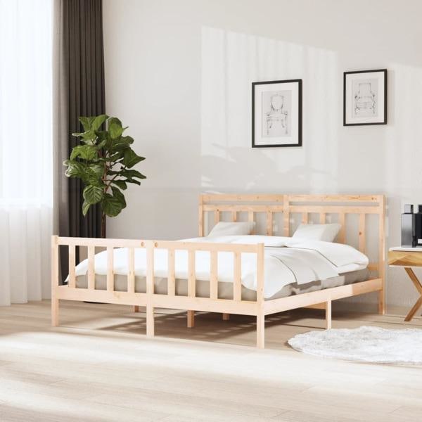 vidaXL Sängram massivt trä 180x200 cm Brun