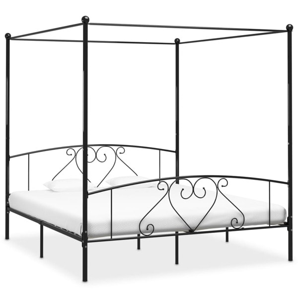 vidaXL Sänghimmel utan madrass svart 180x200 cm metall Svart