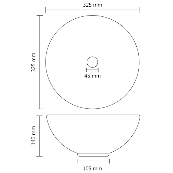 vidaXL Lyxigt runt handfat matt vit 32,5x14 cm keramik Vit