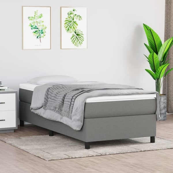 vidaXL Sängram utan madrass mörkgrå 90x190 cm tyg Grå