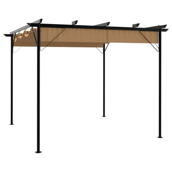 vidaXL Pergola med infällbart tak taupe 3x3 m stål 180 g/m² Taupe