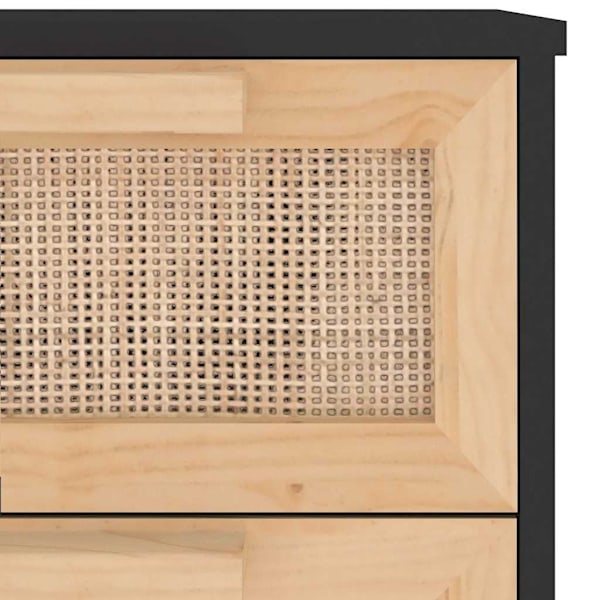 vidaXL Skänk svart 40x30x90 cm massiv furu och naturlig rotting Svart