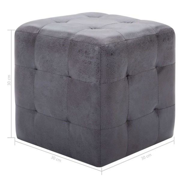 vidaXL Sängbord 2 st grå 30x30x30 cm konstmocka grå
