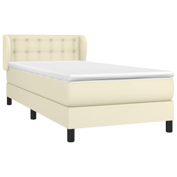 vidaXL Ramsäng med madrass gräddvit 90x190cm konstläder Kräm