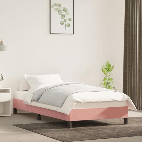 vidaXL Sängram rosa 90x190 cm sammet Rosa