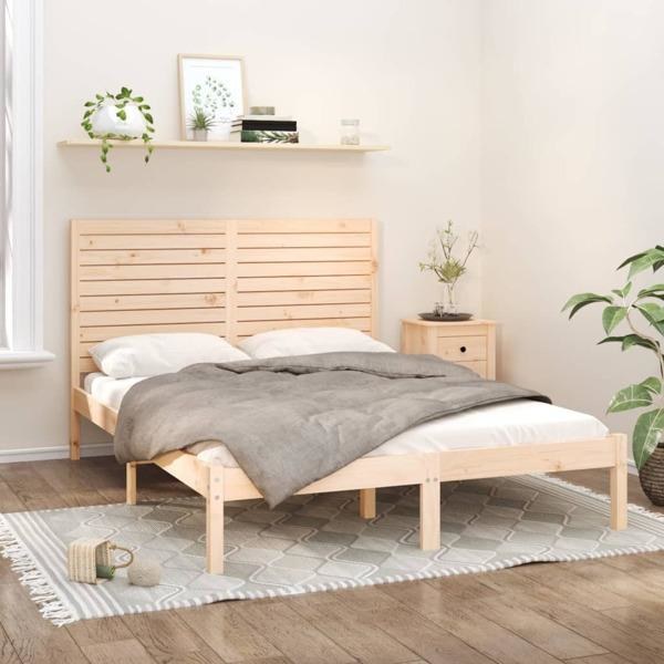 vidaXL Sängram massivt trä 140x200 cm Brun