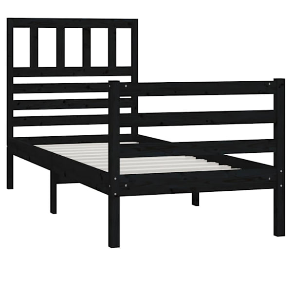 vidaXL Sängram svart massivt trä 90x200 cm enkelsäng Svart