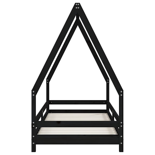 vidaXL Sängram för barnsäng svart 90x200 cm massiv furu Svart