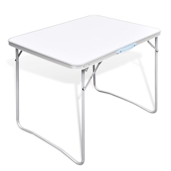 vidaXL Campingbord med metallram, hopfällbar 80 x 60 cm Vit