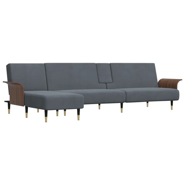 vidaXL L-formad bäddsoffa mörkgrå 279x140x70 cm sammet Grå