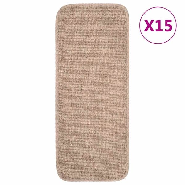 vidaXL Trappstegsmattor halkfri 15 st 60x25 cm beige rektangulär Beige