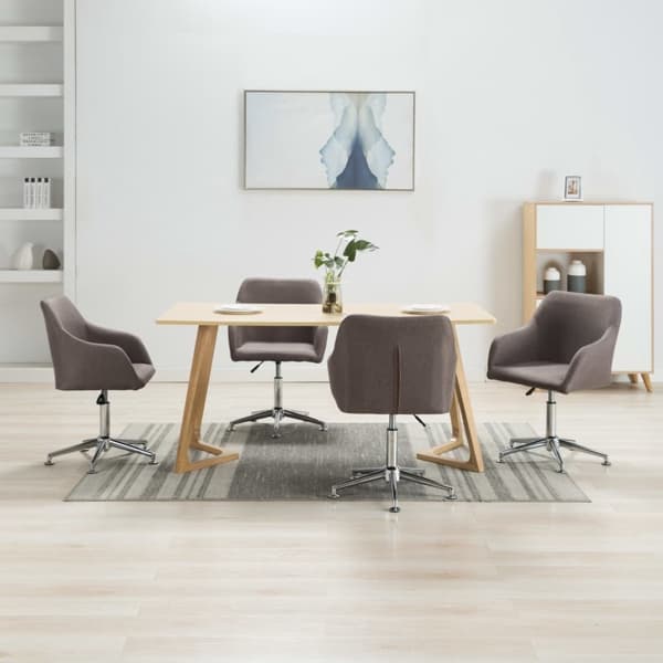 vidaXL Snurrbara matstolar 4 st taupe tyg Taupe