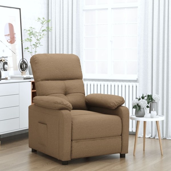 vidaXL Reclinerfåtölj brun tyg Brun
