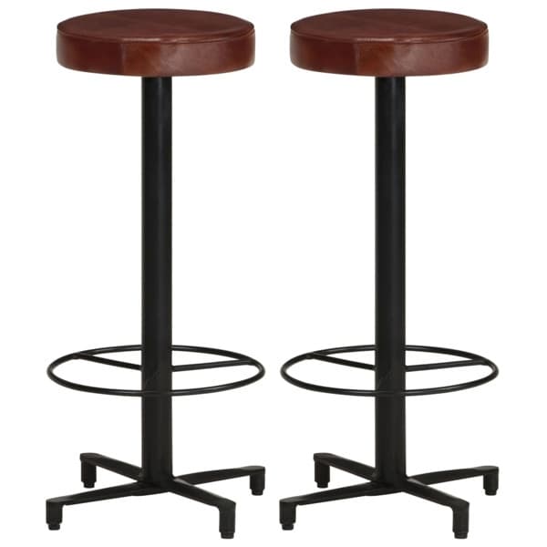vidaXL Barstolar 2 st 76 cm äkta läder Brun