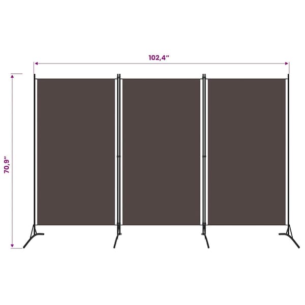 vidaXL Rumsavdelare 3 paneler brun 260x180 cm Brun