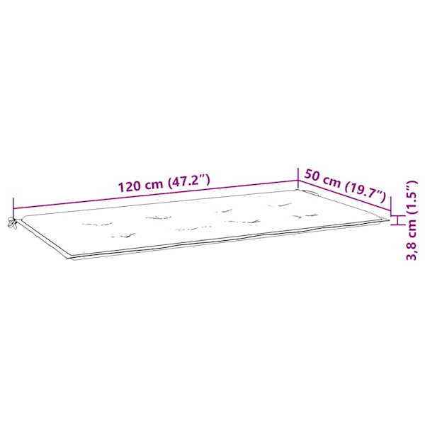 vidaXL Bänkdyna för trädgården 120x50x3 cm grå grå