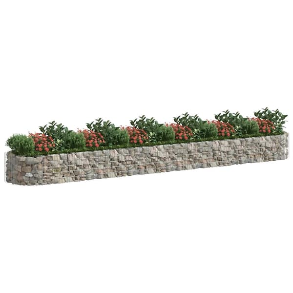 vidaXL Planteringsgabion galvaniserat järn 600x100x50 cm Silver