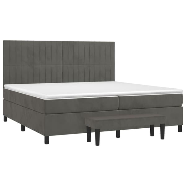 vidaXL Ramsäng med madrass mörkgrå 200x200 cm sammet Grå
