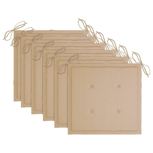 vidaXL Trädgårdsstolar 6 st med dynor massiv teak Beige