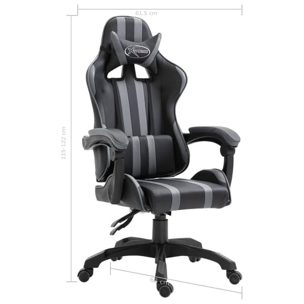 vidaXL Gamingstol grå konstläder grå