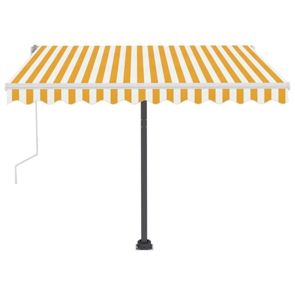vidaXL Fristående markis manuellt infällbar 350x250 cm gul/vit Gul