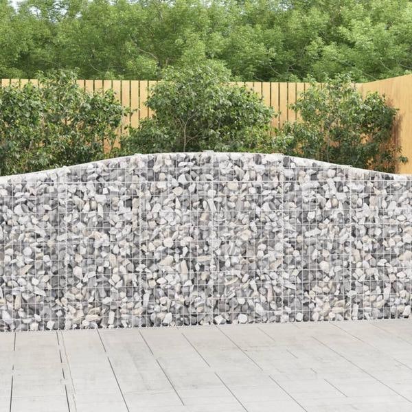 vidaXL Gabion bågformad 400x30x100/120 cm galvaniserat järn Silver
