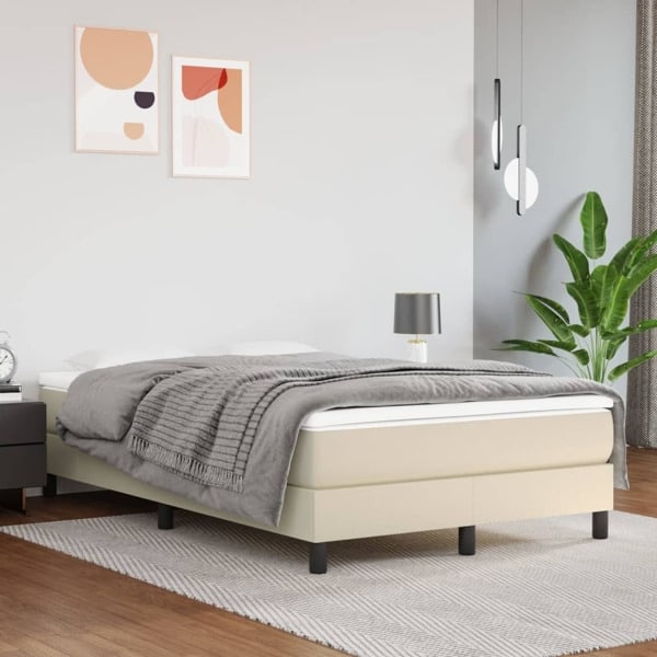 vidaXL Sängram gräddvit 120x200 cm konstläder Kräm