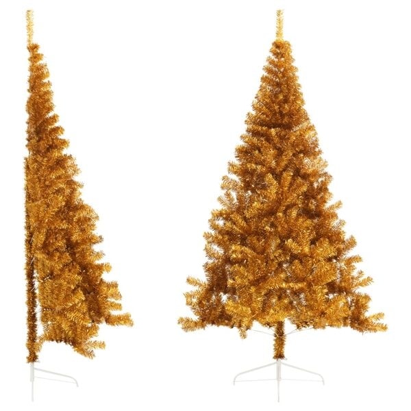 vidaXL Halv plastgran med fot guld 210 cm PET Guld