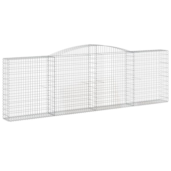 vidaXL Gabioner bågformade 2 st 400x30x120/140 cm galvaniserat järn Silver