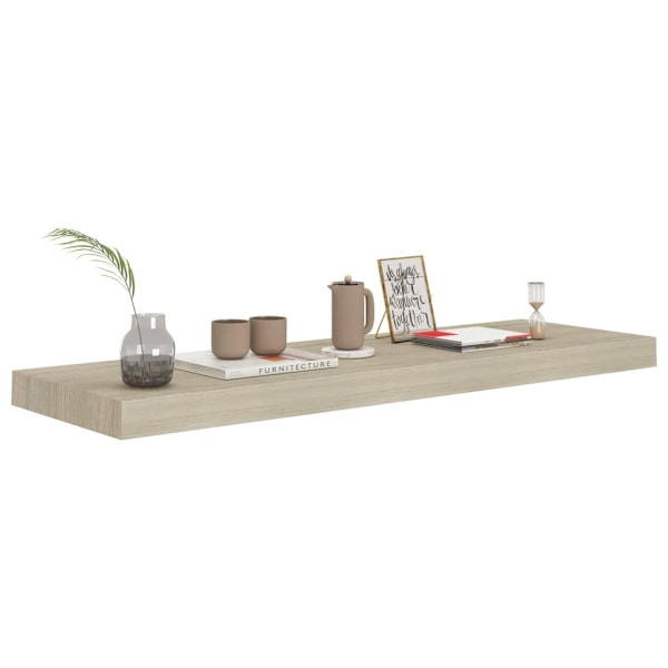 vidaXL Svävande vägghyllor 2 st ek 80x23,5x3,8 cm MDF Brun