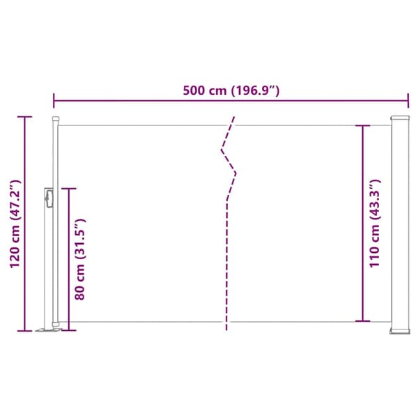 vidaXL Infällbar sidomarkis 120x500 cm grå grå