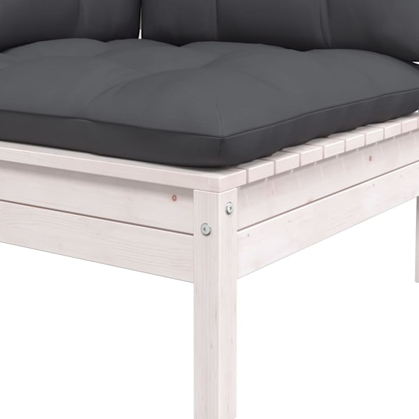 vidaXL Loungegrupp med dynor 8 delar massiv furu Vit