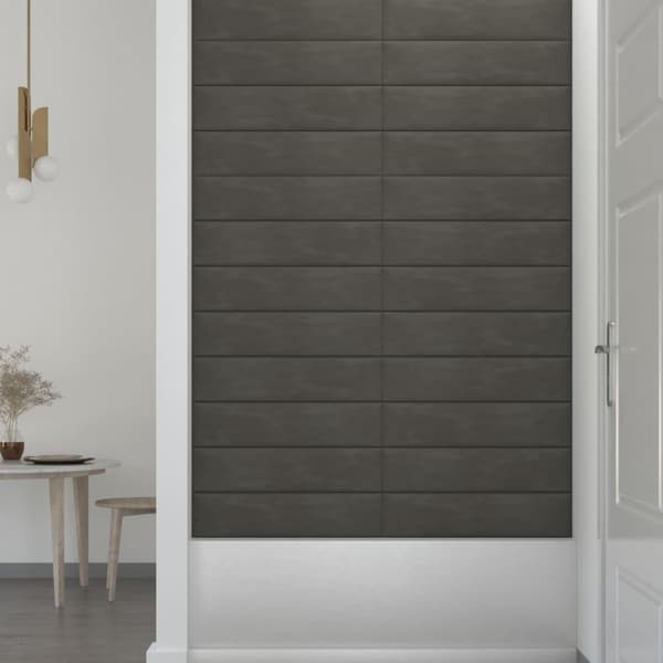 vidaXL Väggpaneler 12 st mörkgrå 60x15 cm sammet 1,08 m² Grå