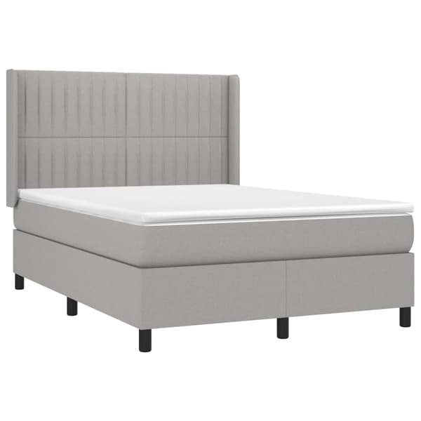 vidaXL Ramsäng med madrass ljusgrå 140x190 cm tyg Grå
