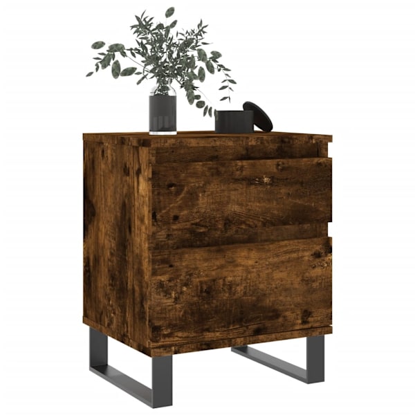 vidaXL Sängbord rökfärgad ek 40x35x50 cm konstruerat trä Brun
